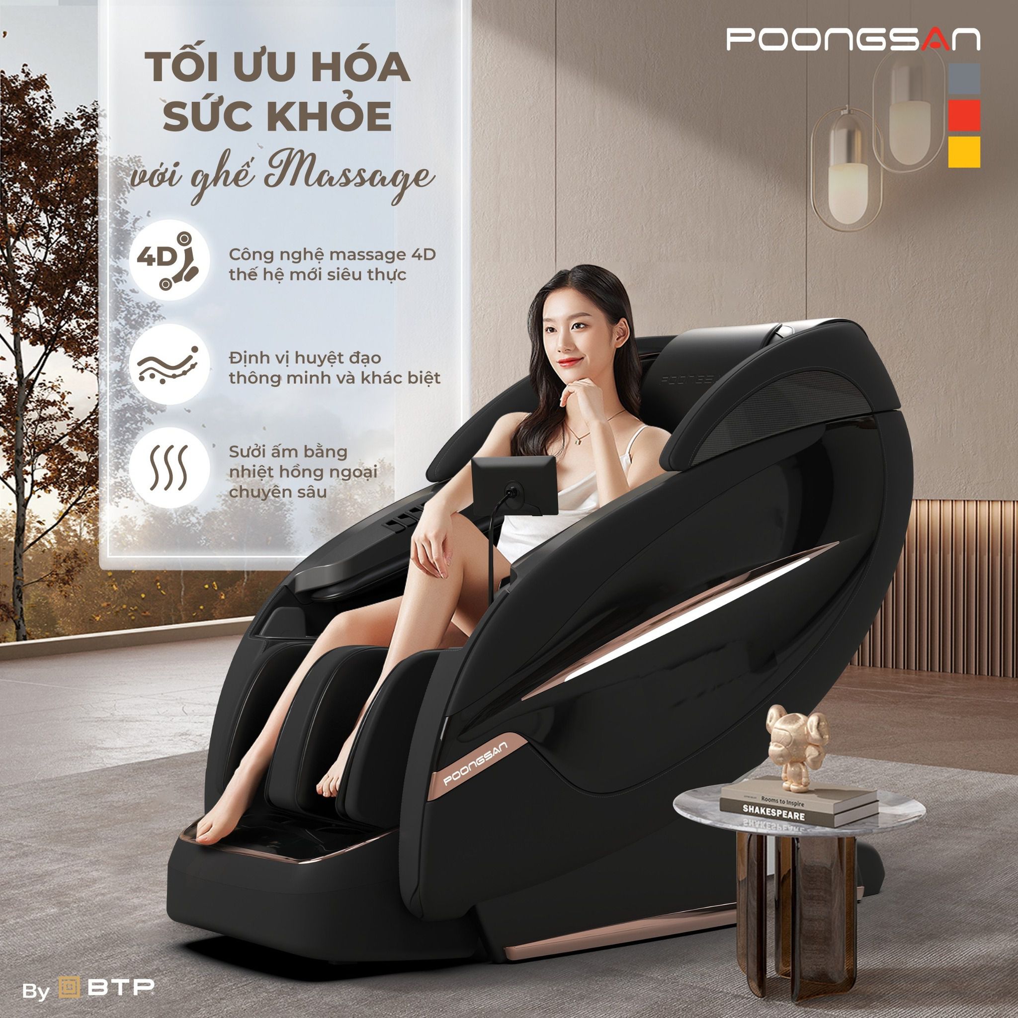 Tái tạo năng lượng với ghế massage Poongsangkorea